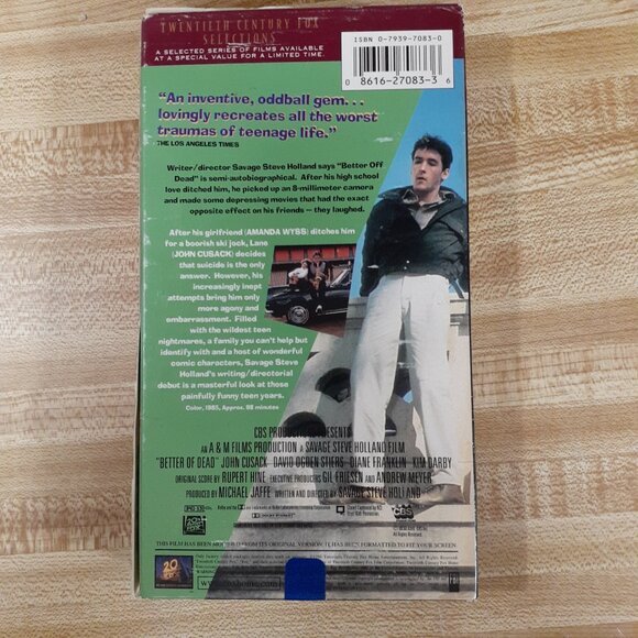 Better Off Dead 1985 VHS Fox Selections John Cusack Amanda Wyss Curtis Armstrong - Picture 4 of 9